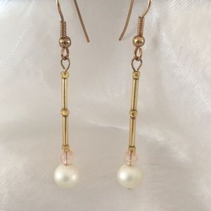Hand Crafted Beaded Drop Pearl Pierced Earrings